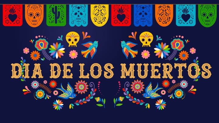 A colorfol Dia De Los Muertos Banner