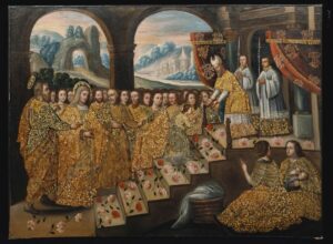Painting from 1700s scene from a Catholic ritual.