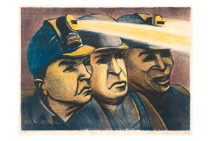 Drawing of coal miners