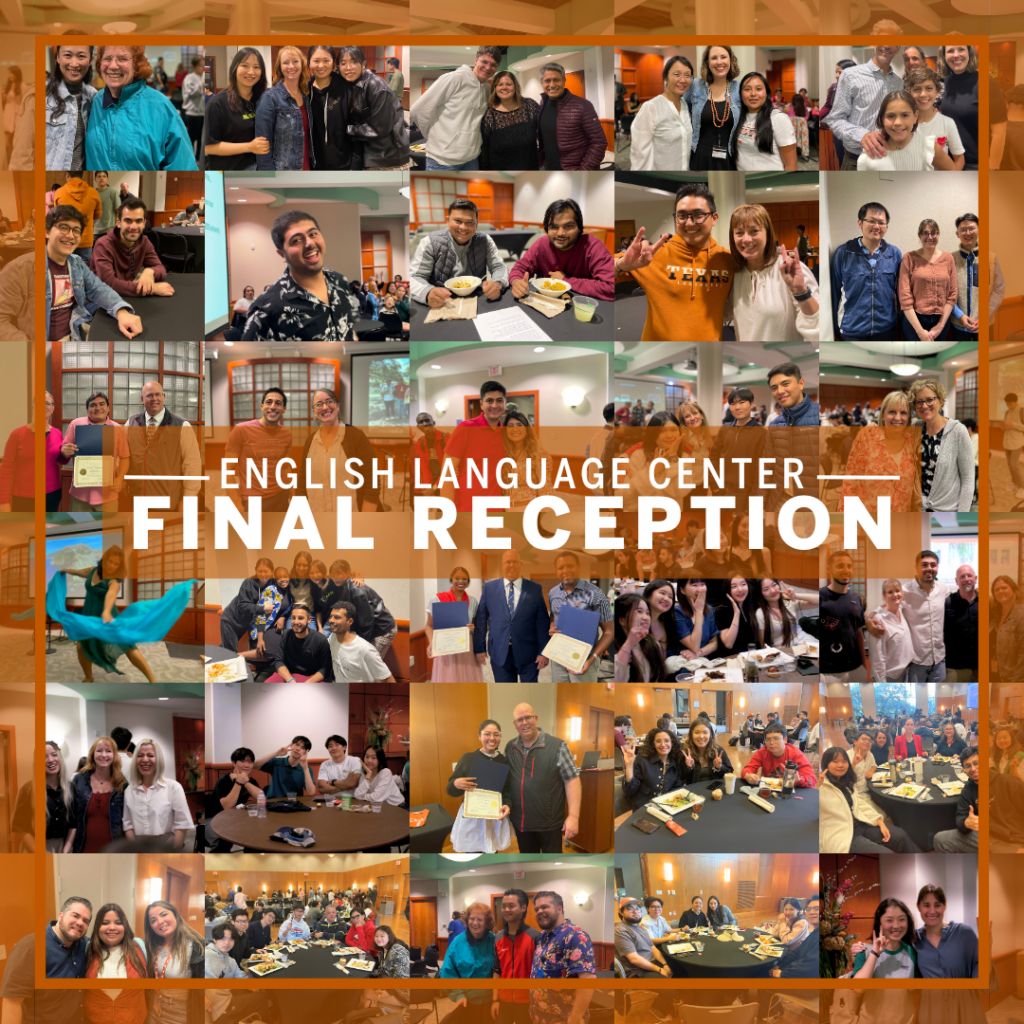 English Language Center Final Reception collage of student groups and events