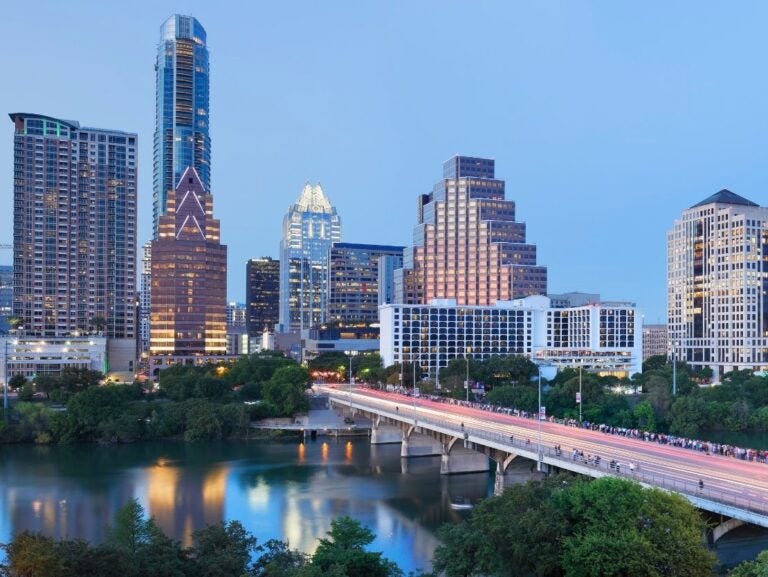 Aerial view of Austin skyline